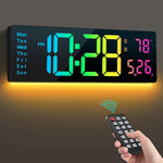 Hournor digital wall clock front view displaying time and RGB colors