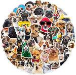 Durable vinyl dog stickers displayed on a travel suitcase