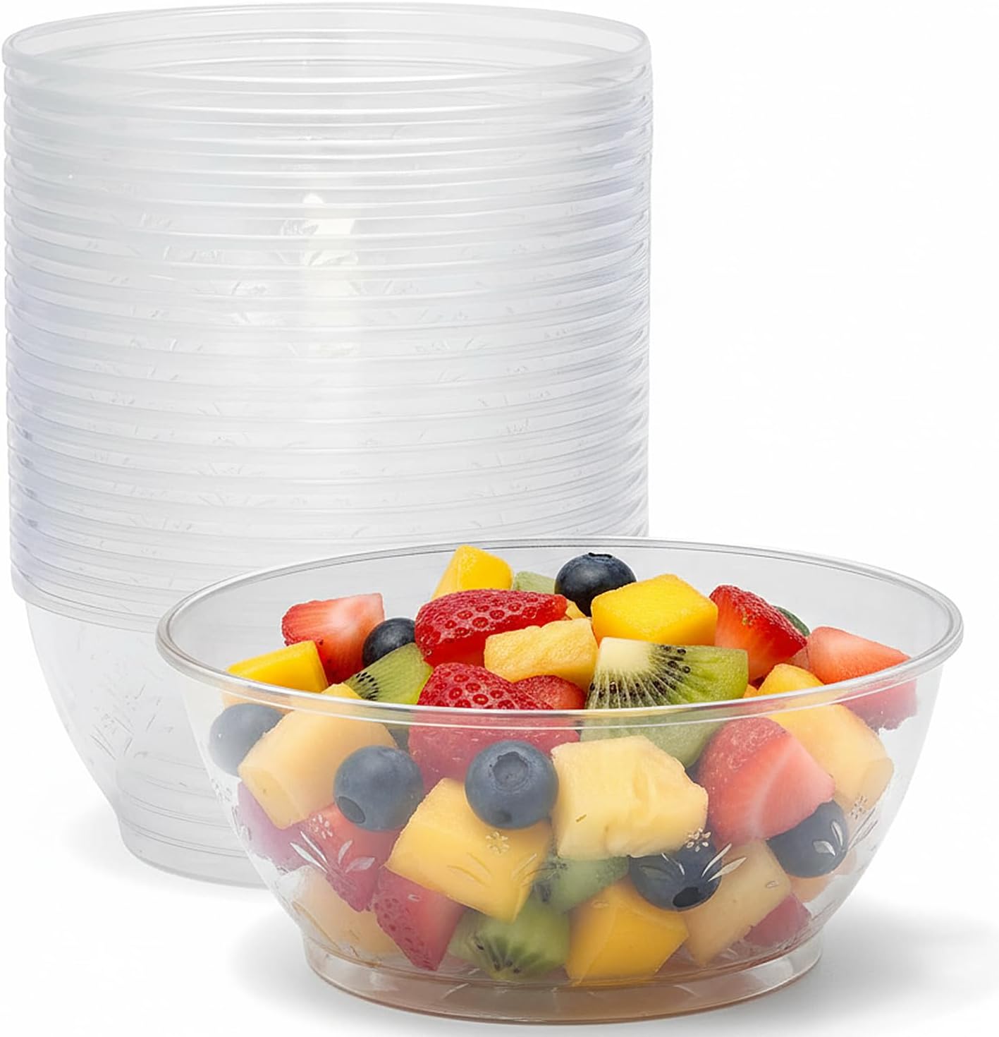 Blue Sky Simcha Collection clear plastic serving bowls 20 count pack for party snacks.