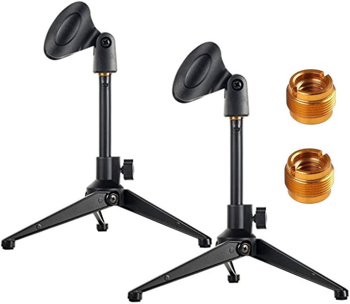 Bearstar 2-pack universal desk microphone stand front view tripod base