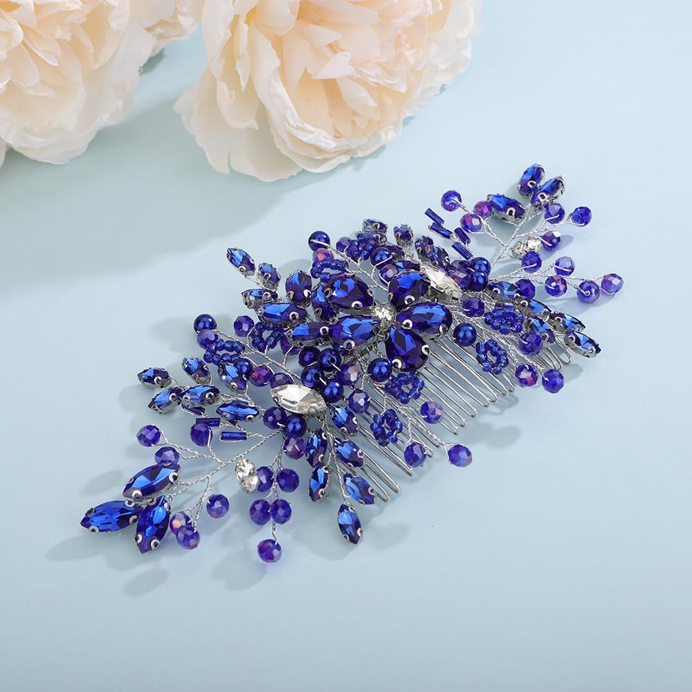 Aimimier silver wire crystal side comb for weddings and proms