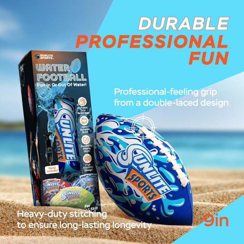 Sunlite Sports five inch water football packaging contents including the inflation valve