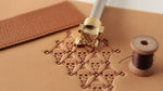 DandS Ltd Skull Leather Stamp Tool shown with steel handle and grip