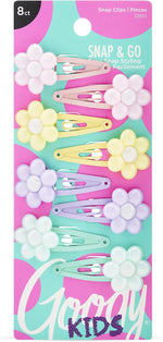 Goody kids mini epoxy contour snap clips front view showing daisy charm design