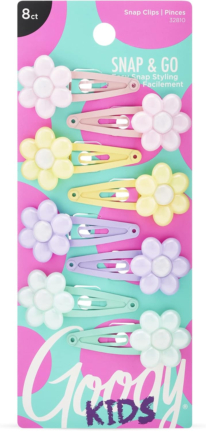 Goody kids mini epoxy contour snap clips front view showing daisy charm design