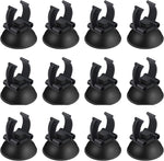 Aquaneat aquarium suction cups 12 pack front view showcasing black rubber pads and plastic clips for fish tank heaters.