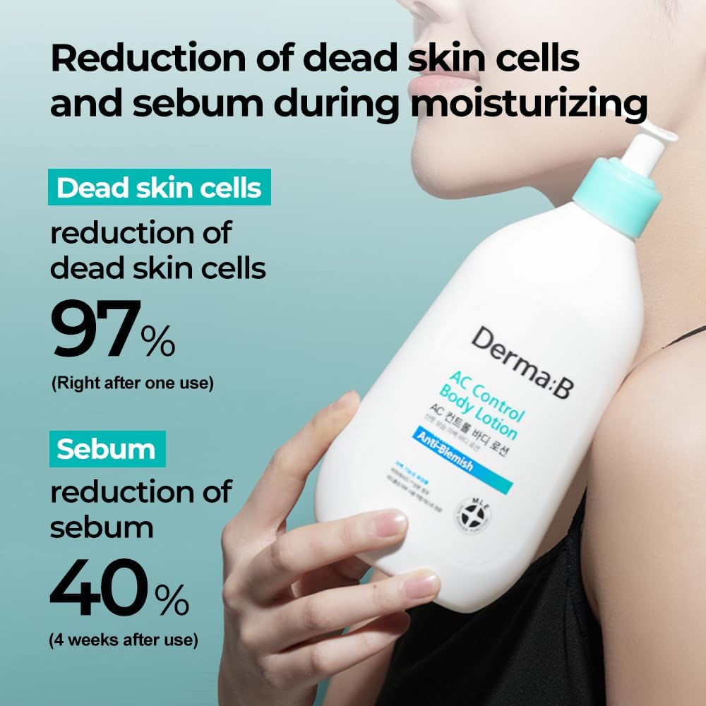 Derma B AC Control Body Lotion texture and cream swatch