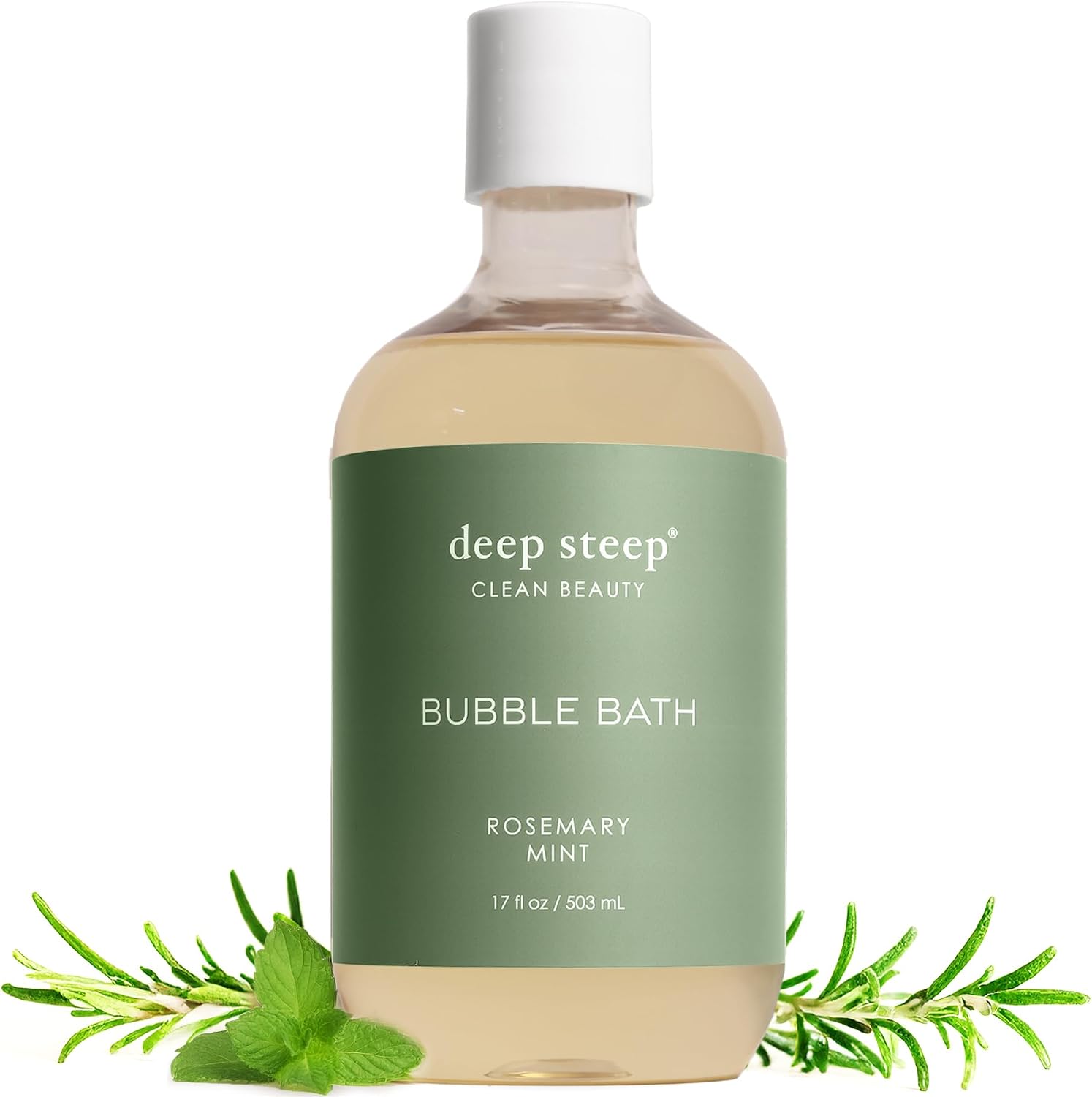 Deep Steep rosemary mint bubble bath front view bottle packaging
