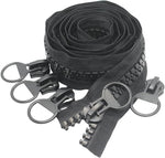 YaHoGa super large plastic zipper front view showcasing black color and heavy duty resin teeth.