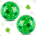 AXBMM Saint Patricks Day inflatable ball front view featuring green shamrock prints