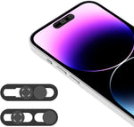 EYSOFT front camera cover for iPhone showing the black dual sliding privacy protector mounted on a smartphone display.