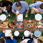Three pieces of disposable safari theme plastic table covers unfolded for outdoor picnic use