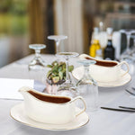 BSTKEY gravy boat resting on saucer tray