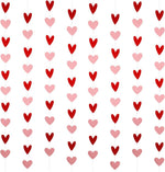 LeeSky Valentines Day Heart Garland front view of pre assembled red and pink hanging strings