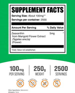 BulkSupplements Zeaxanthin powder label details