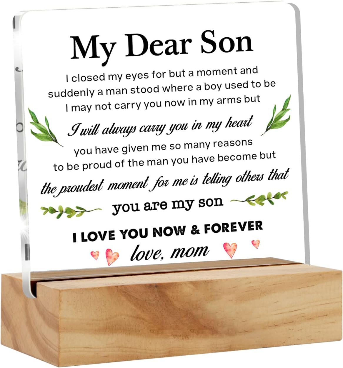 Bifez Mom's Gift to My Son Acrylic Desk Plaque front view