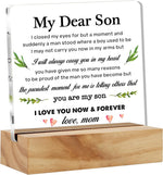 Bifez Mom's Gift to My Son Acrylic Desk Plaque front view