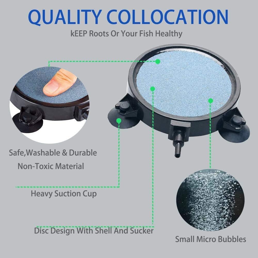 PINVNBY 4.2 inch aquarium air stone displaying integrated suction cups for stability.