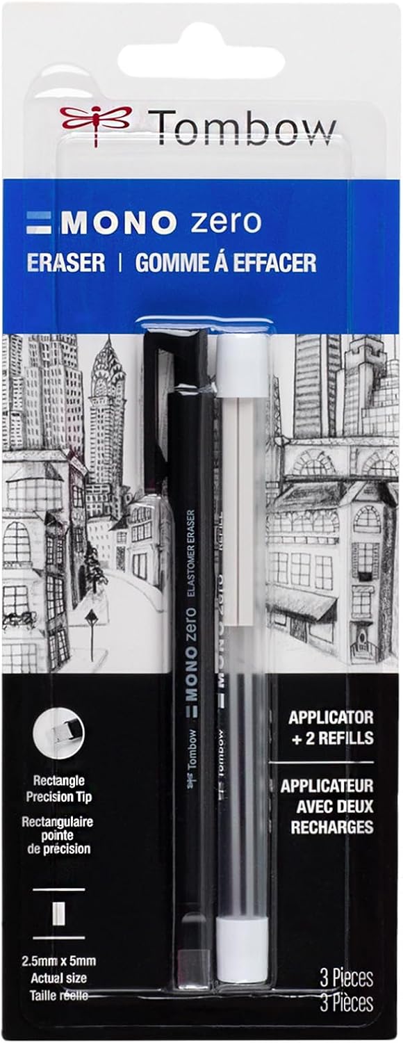 Tombow Mono Zero Eraser front view showing pen-style barrel