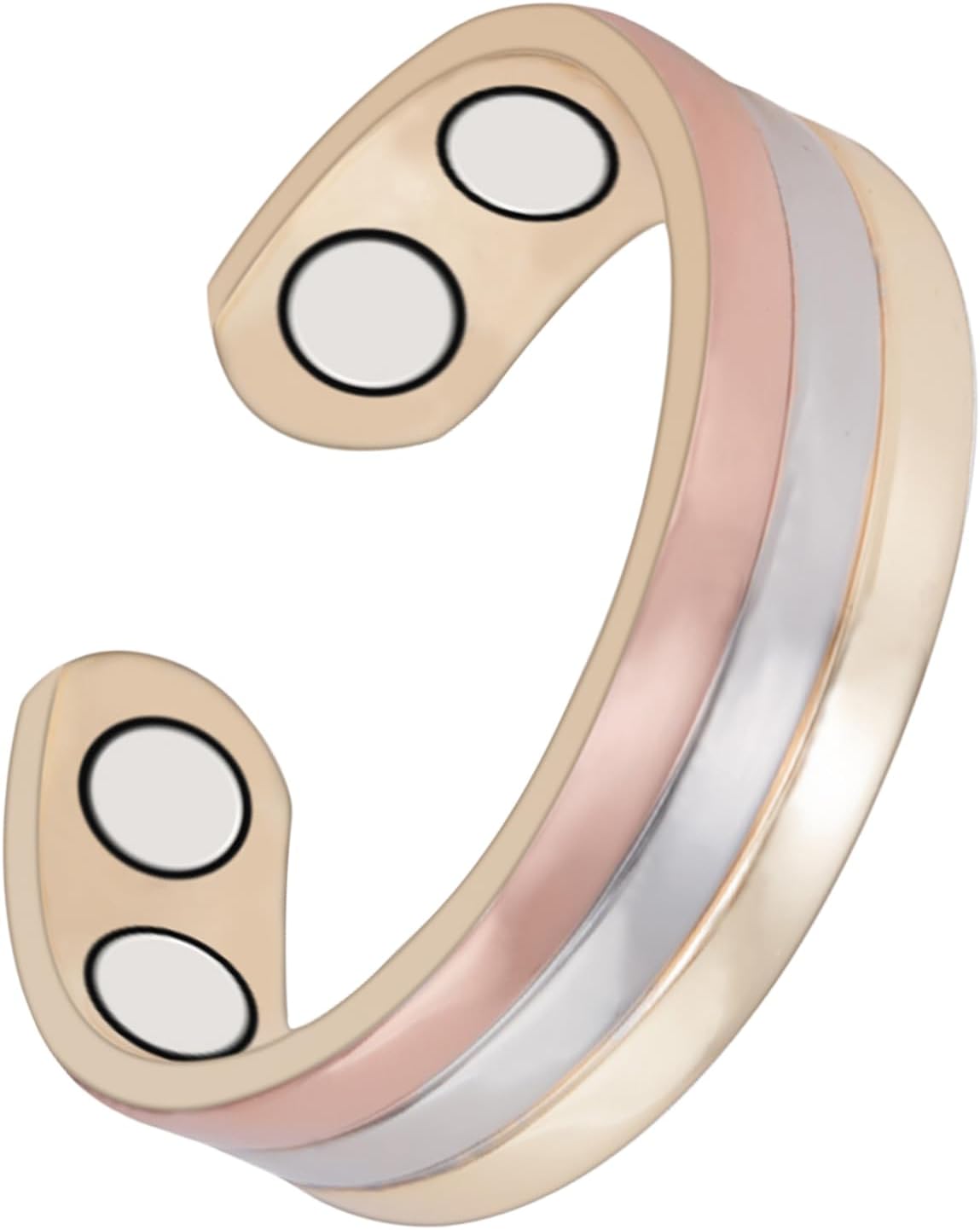 MagVIVACE Pure Copper Ring for Women, Magnetic Rings with Magnets, Tricolor Gold Jewelry Gift - Image 1