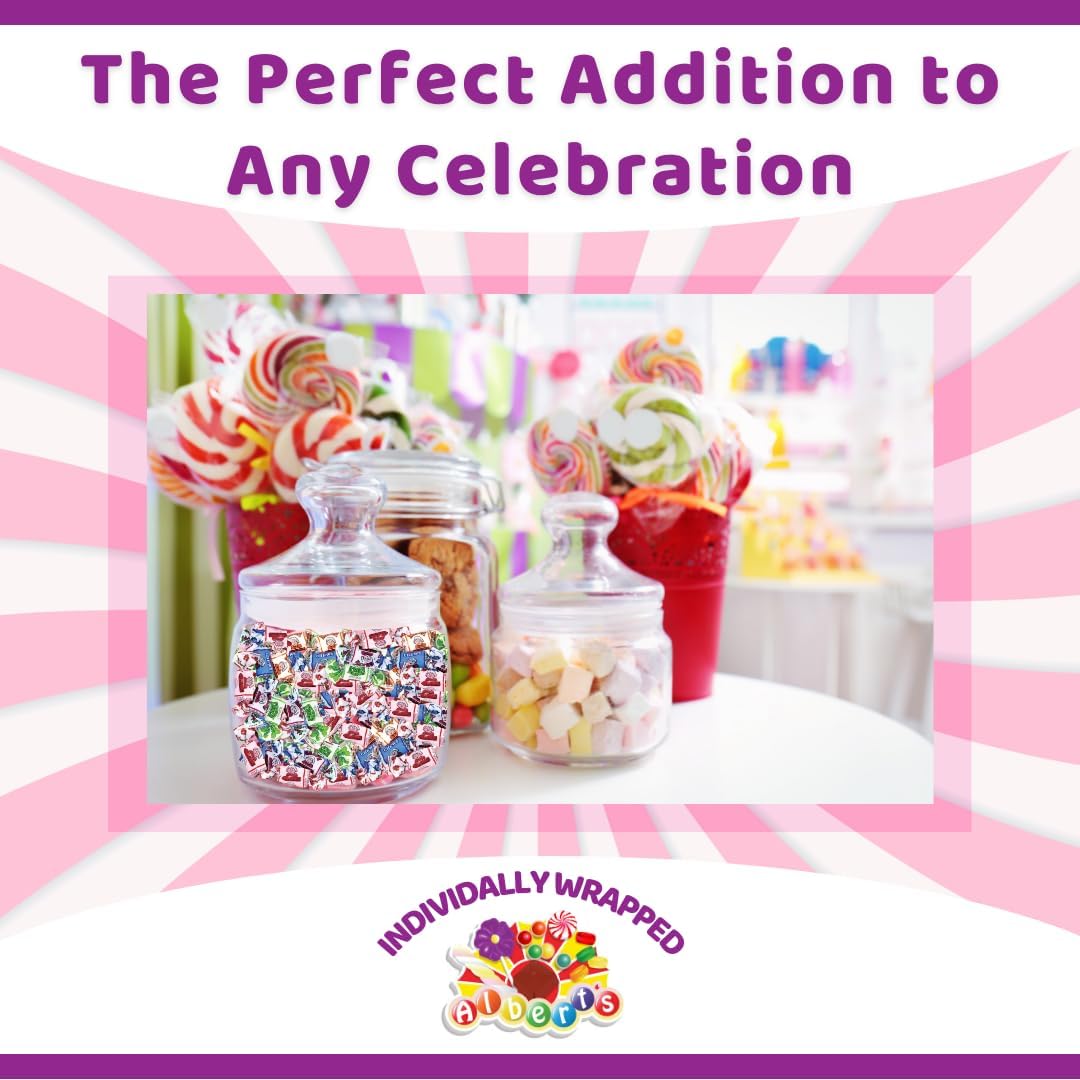 Albert's fruit chew candies showing individual wrapped flavors variety