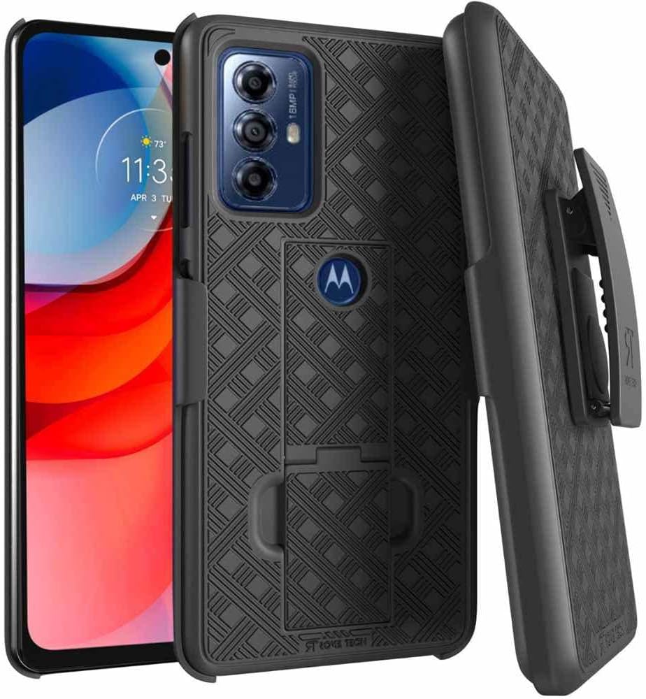 Rome Tech Moto G Play 2023 belt clip case front view with holster