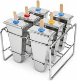 Stainless Steel Popsicle Molds, Set of 6 Ice Cream Maker, Ice Pop Molds With Holder, Metal Reusable Homemade Popsicle Molds with Sticks and Bags (Round Cup, No Slot) - Image 10