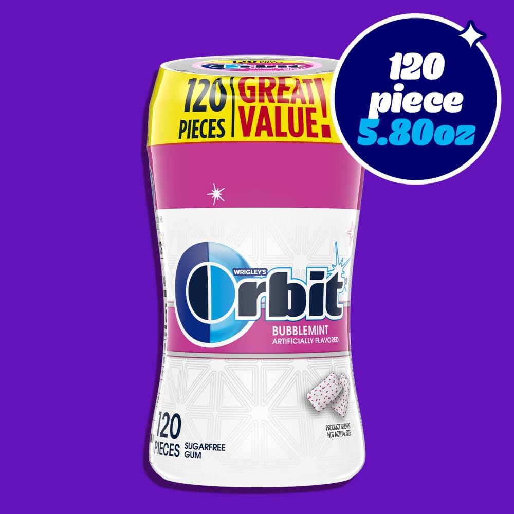 ORBIT sugar free bubblegum mint fresh breath chewing gum