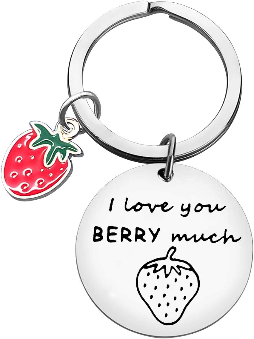 Baixian cute strawberry keychain front view accessory