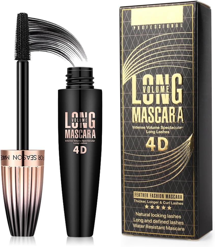 4D Silk Fiber Lash Mascara, Waterproof Long Lasting Mascara Black Volume and Length Natural, Exquisitely Full, Lengthening Thickening Softer Fuller Lashes Amplify Smudge-Proof Eyelash Mascaras,1 Pack - Image 1