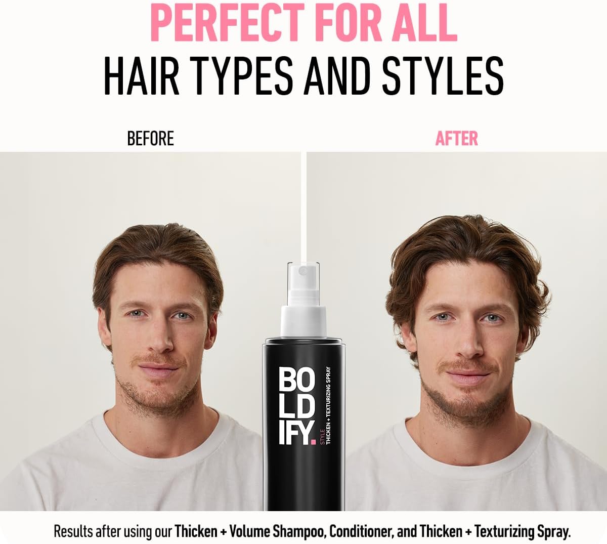 Boldify volume spray results on fine hair
