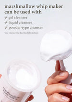 Nooni Marshmallow Whip Maker and Snowflake Whipping Cleanser set for luxurious foam cleansing.