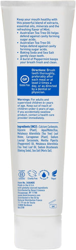 Desert Essence natural toothpaste close up of active key ingredients