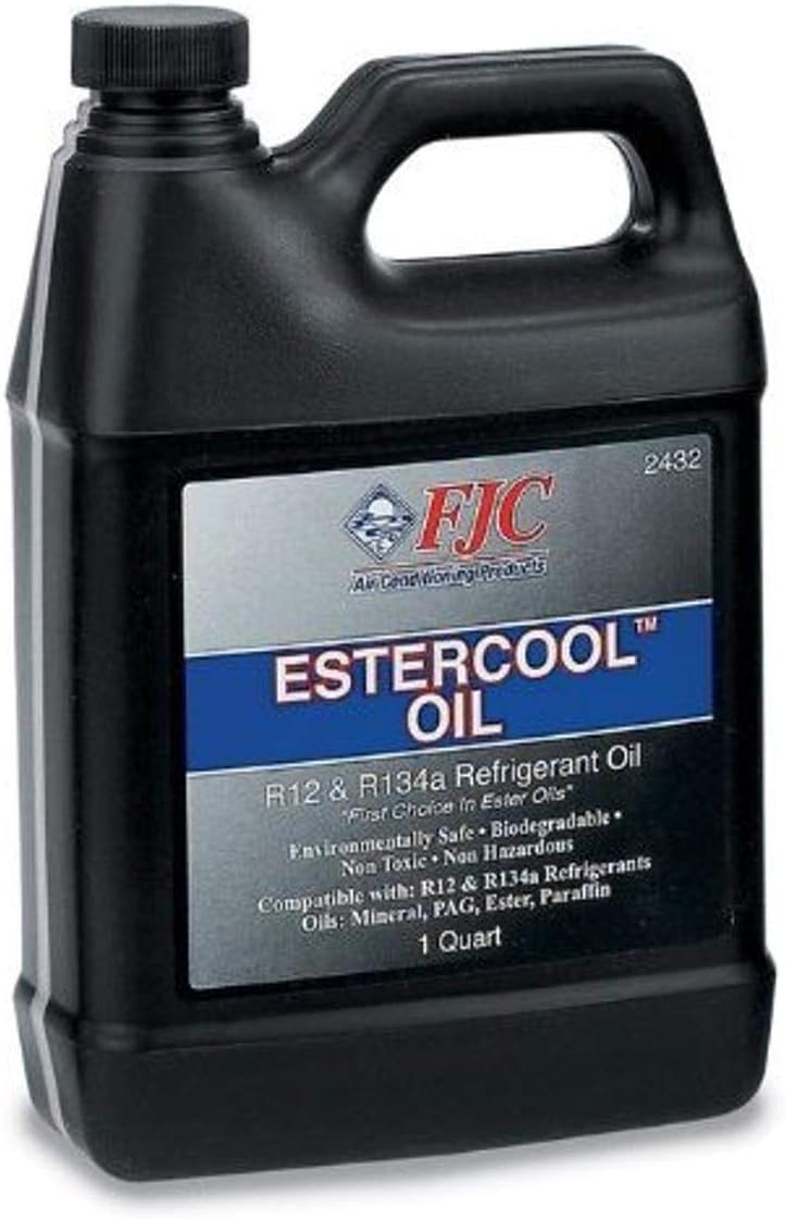 FJC 2432 Estercool Advanced Refrigerant Oil 1 Quart bottle front view automotive compressor lubricant.