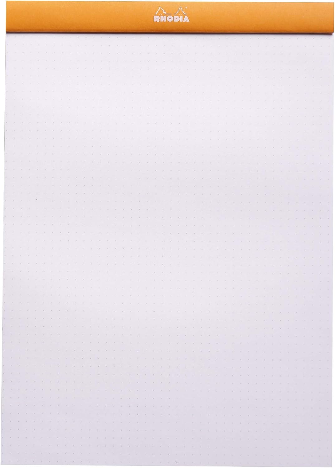Rhodia dot grid notepad open showing smooth inner pages