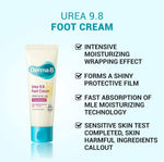 Derma:B Urea 9.8% Foot Cream back label ingredient details