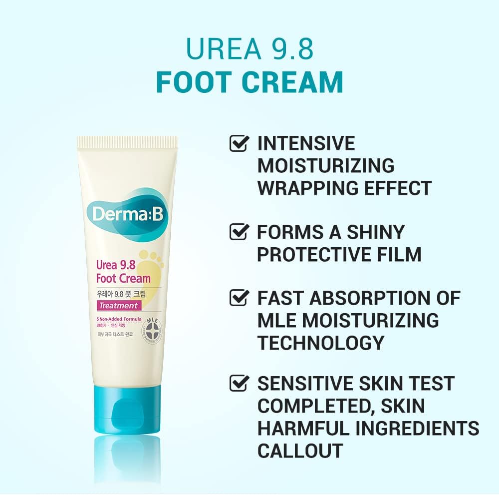 Derma:B Urea 9.8% Foot Cream back label ingredient details