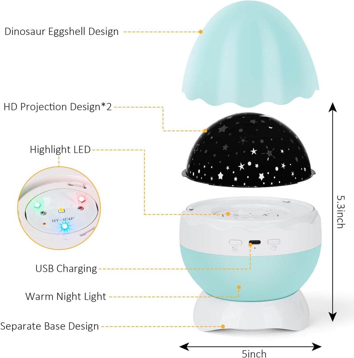 Artidoo dinosaur egg night light with remote control