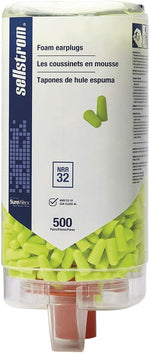 Sellstrom disposable uncorded foam ear plugs front view dispenser box