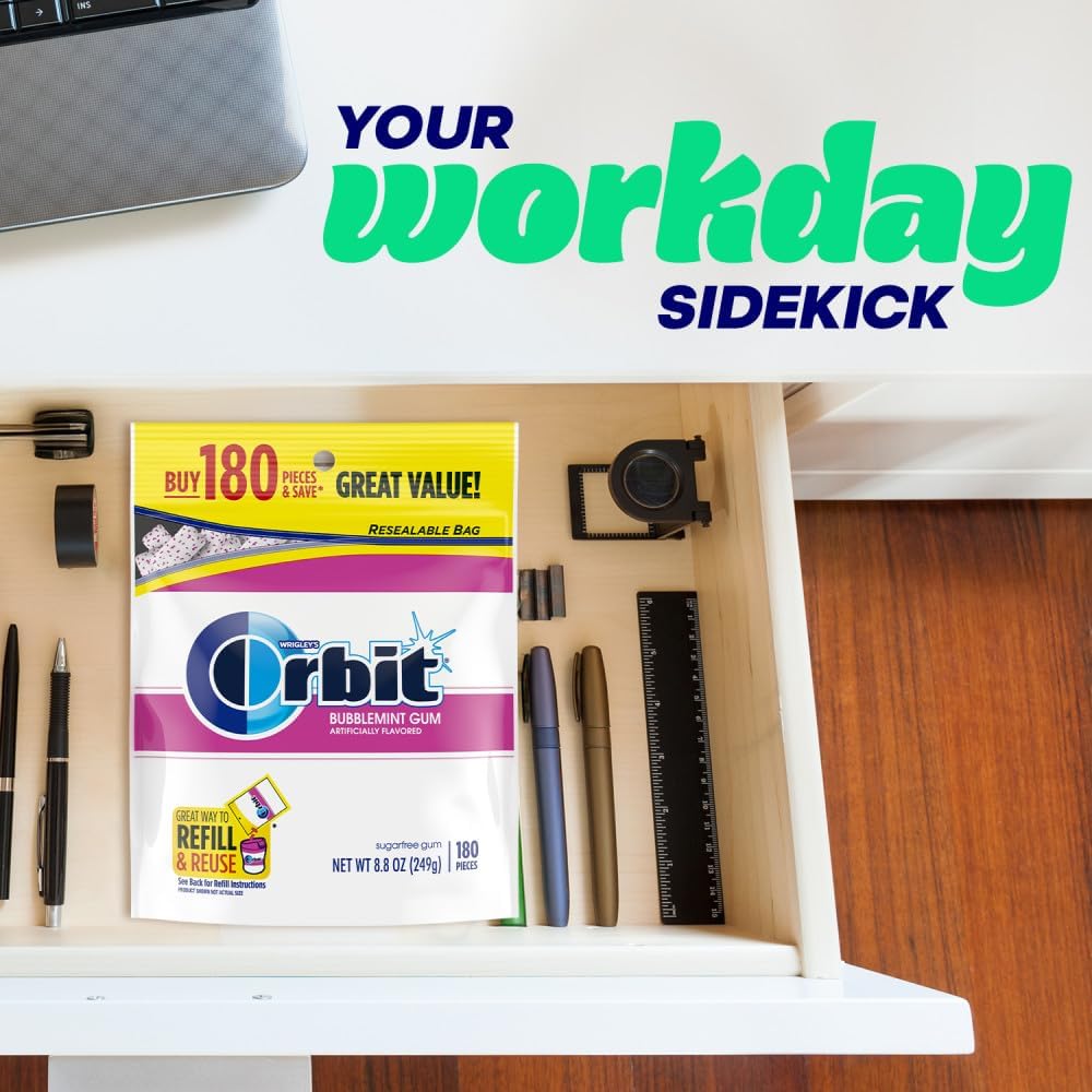 Orbit sugar free teeth friendly gum pack for desk and travel