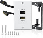 Electop HDMI wall plate front view with white dual ports