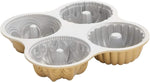 Nordic Ware 9 Cup Bundt Quartet Pan front view gold cast aluminum bakeware