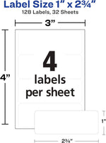 Avery 1 by 2.75 inch labels demonstration with handwriting