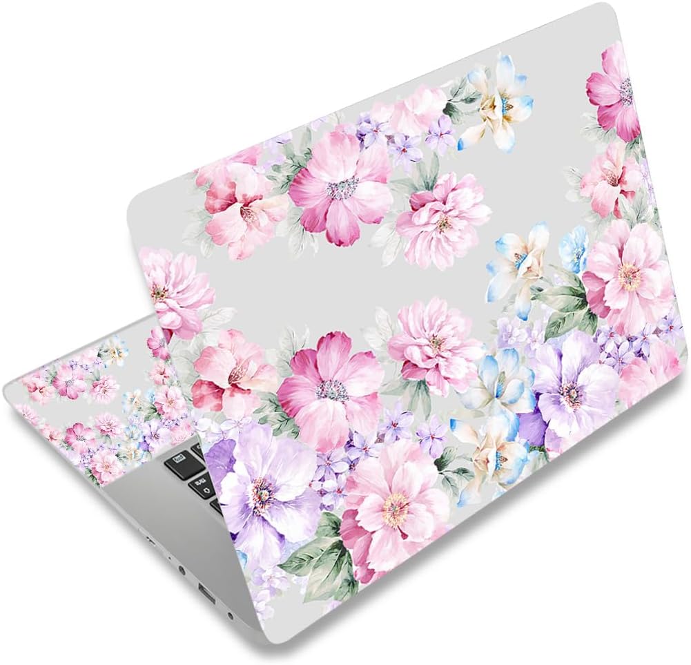 ARTSO universal floral laptop skin sticker front view on notebook lid