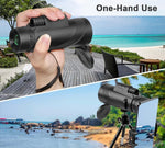 Close up of the adjustable focus wheel and twist up eyecup on the HAYCHE monocular telescope