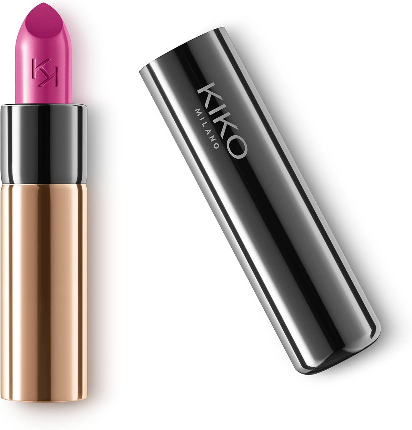Kiko Milano Gossamer Emotion Creamy Lipstick front view metallic casing