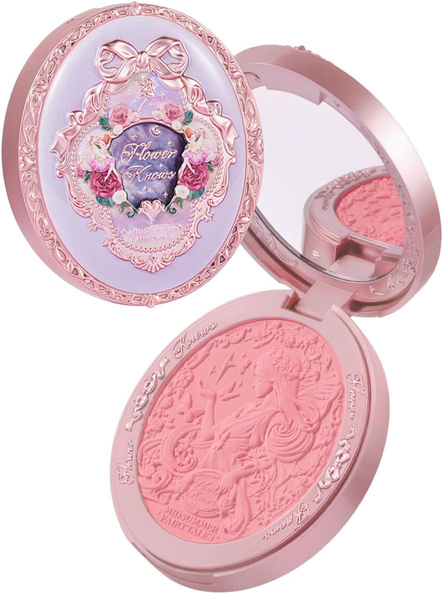 Flower Knows Midsummer Fairytales Velvet Embossed Blush front view showcasing the antique brooch compact packaging.