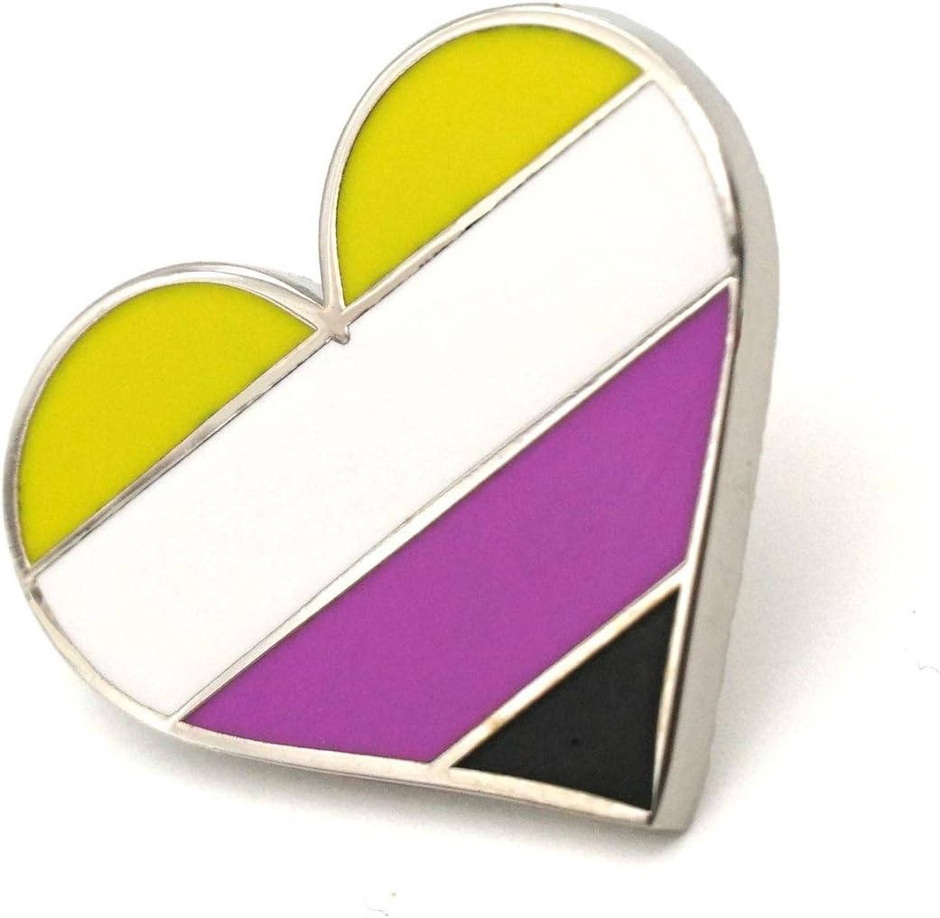 Compoco non binary pride pin flag front view lapel accessory