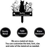 Size comparison view of black metal pet memorial stake