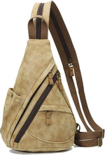 PU Leather Sling Bag - Small Crossbody Backpack Shoulder Casual Daypack Rucksack for Men Women(Khaki) - Image 13